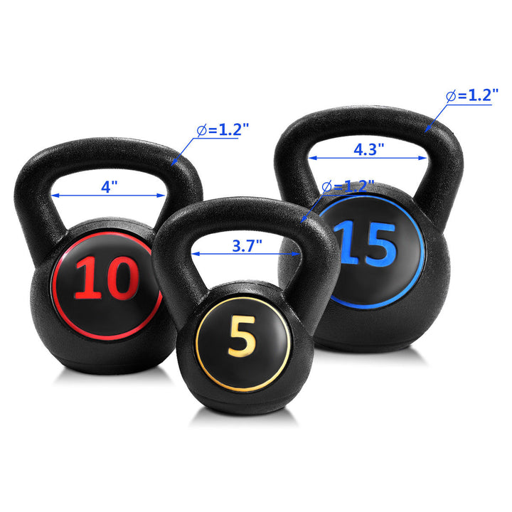 3PC Vinyl Kettlebell Kit Body Muscles Training Weights Set Image 3