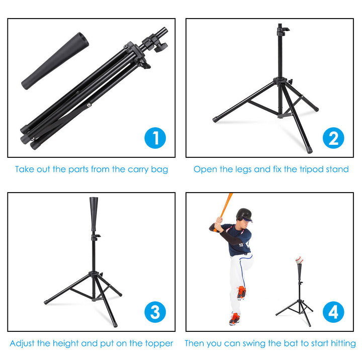 Baseball Softball Batting Tee Tripod Training Height Adjustable 28 - 44 Image 4