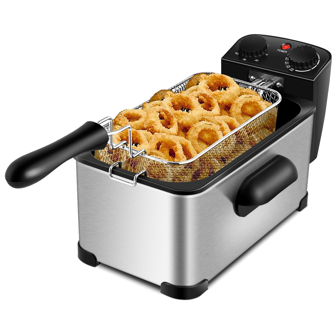 3.2 Quart Electric Deep Fryer 1700W Stainless Steel Timer Frying Basket Image 9