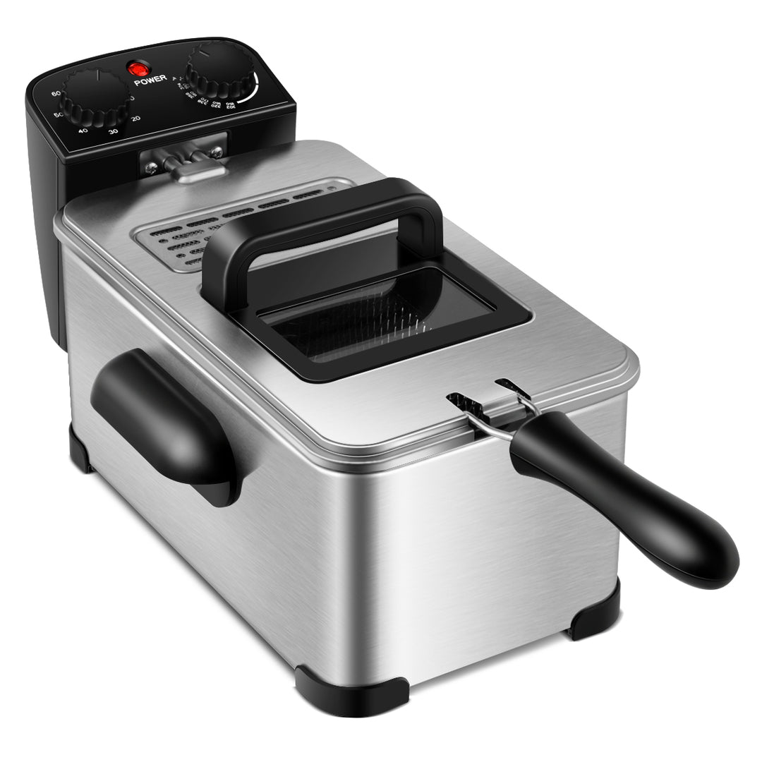 3.2 Quart Electric Deep Fryer 1700W Stainless Steel Timer Frying Basket Image 10