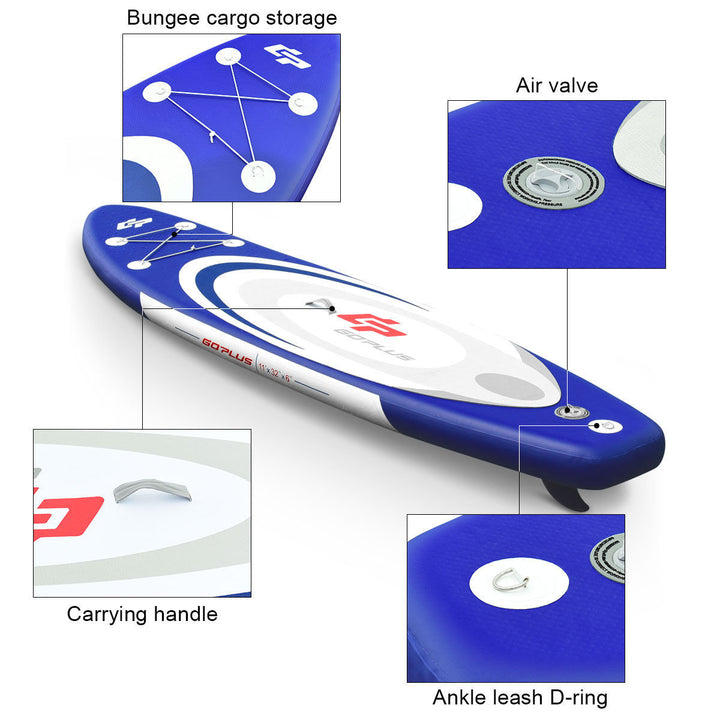 11 Inflatable Stand up Paddle Board Surfboard SUP W/ Bag Adjustable Paddle Fin Image 6