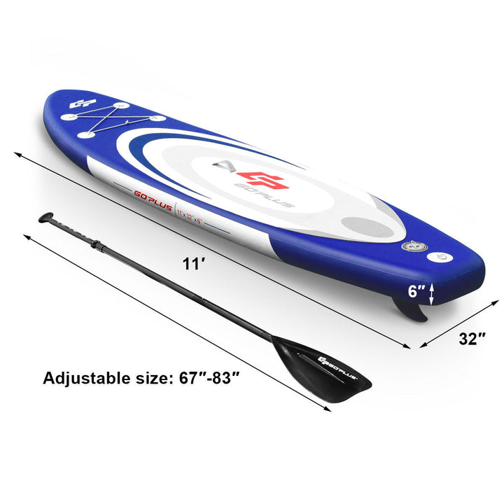 11 Inflatable Stand up Paddle Board Surfboard SUP W/ Bag Adjustable Paddle Fin Image 10