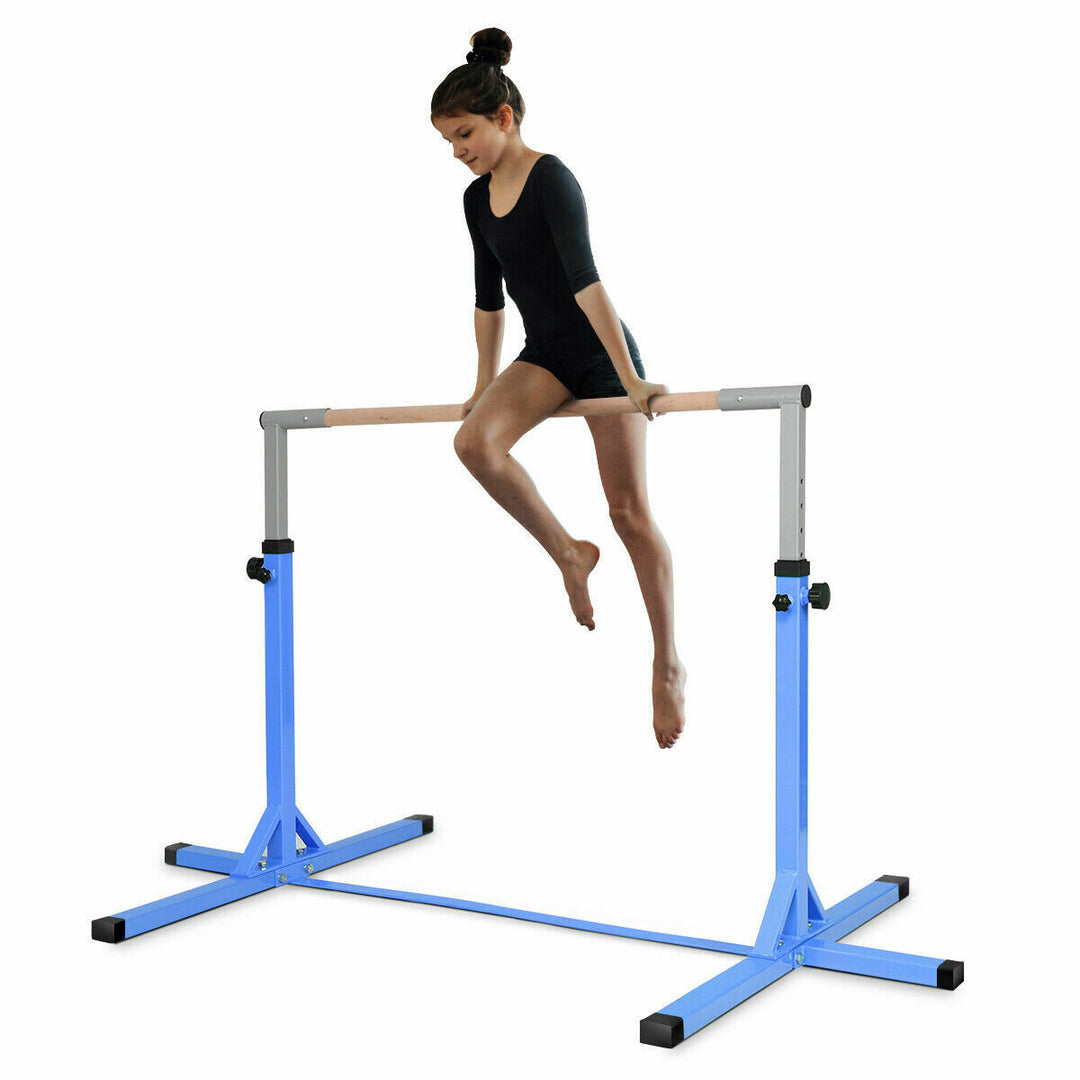 Adjustable Steel Horizontal Training Bar Gymnastics Junior Home Practice Blue Image 8