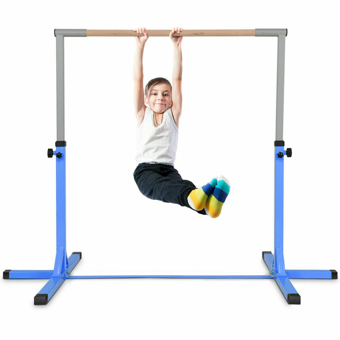 Adjustable Steel Horizontal Training Bar Gymnastics Junior Home Practice Blue Image 9