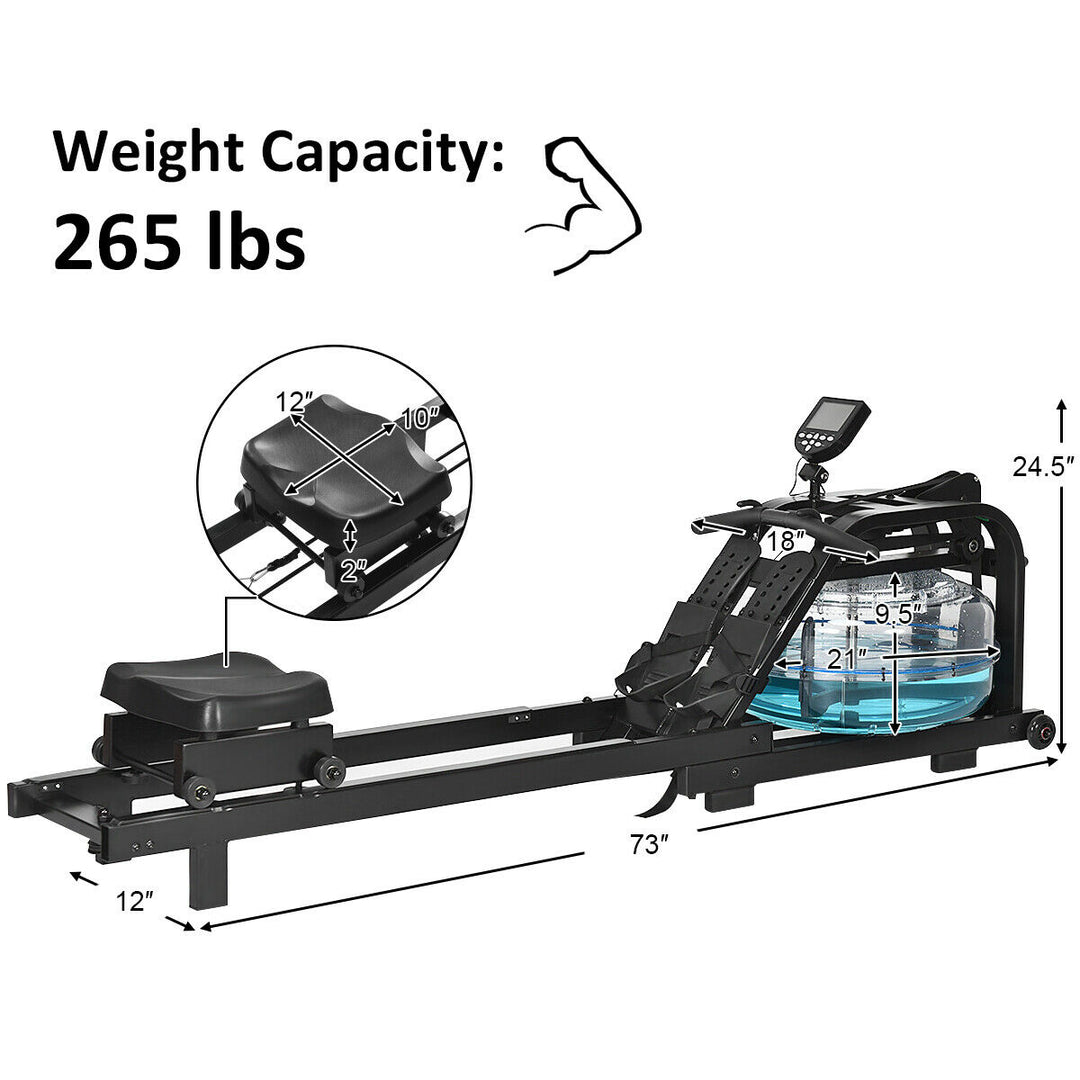 Health Fitness Water Rowing Machine Rower Adjustable Resistance Home Exercise Image 10