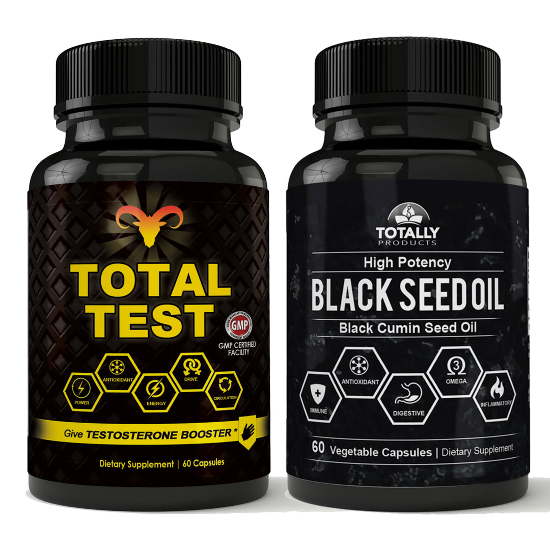 Black Seed Oil Total Test Testosterone Booster Capsules Health Supplement Combo Image 1