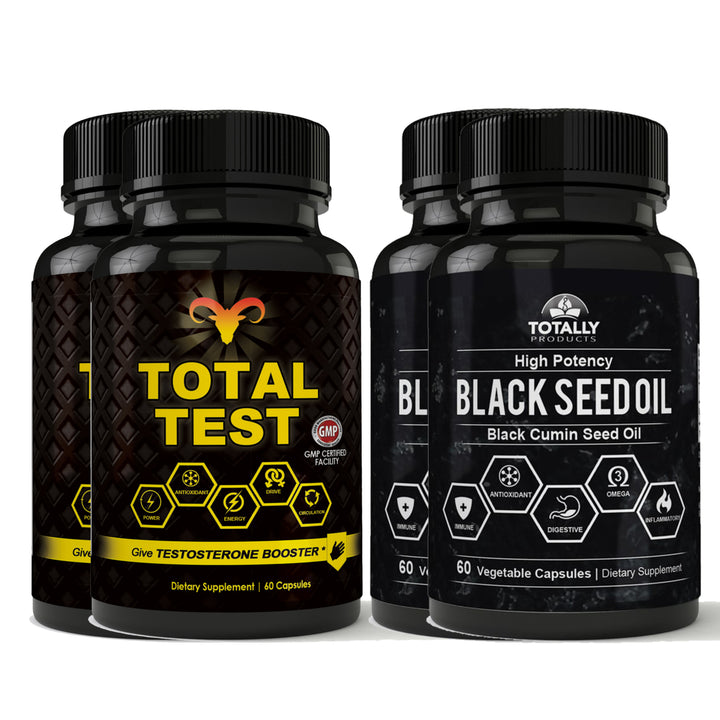 Black Seed Oil Total Test Testosterone Booster Capsules Health Supplement Combo Image 2