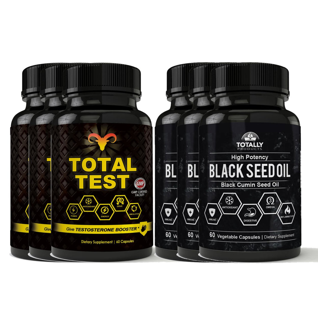 Black Seed Oil Total Test Testosterone Booster Capsules Health Supplement Combo Image 3