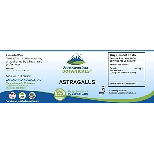 Astragalus Root Capsules - 90 Kosher Vegan Caps with 470mg Organic Astragalus Image 6