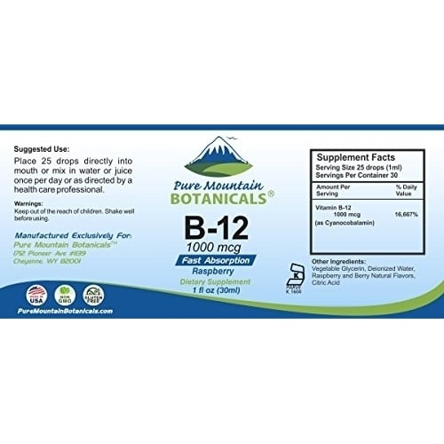 B12 Vitamin 1000 mcg Kosher B12 Drops in 1oz Bottle with Natural Berry Flavor Image 6