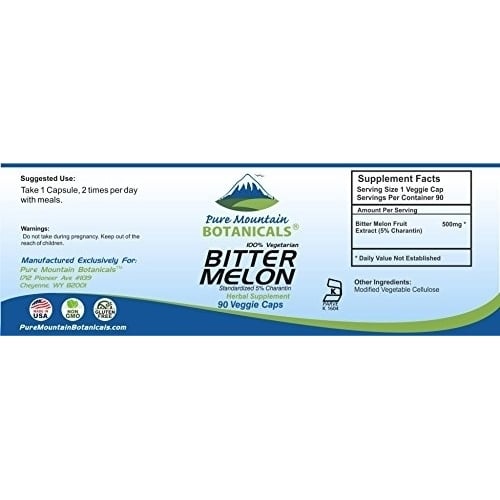 Bitter Melon Capsules - 90 Kosher Vegan Caps with 500mg Bitter Melon Extract Image 8