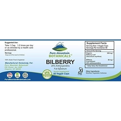 Bilberry Extract Supplement - 60 Vegan Kosher Capsules Now with 300mg Organic Bilberry Leaf and Potent Fruit Extract Image 8