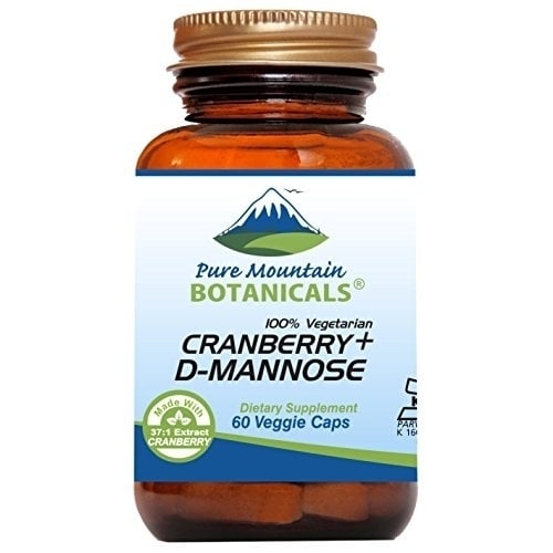 Cranberry D Mannose Capsules - 60 Kosher Vegan Caps - 1000mg D Mannose with Cranberry Concentrate plus Vitamin C Image 1