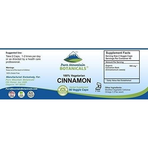 Cinnamon Capsules - 90 Kosher Vegan Pills Now with 900mg of Organic Cassia Cinammon Bark Image 9