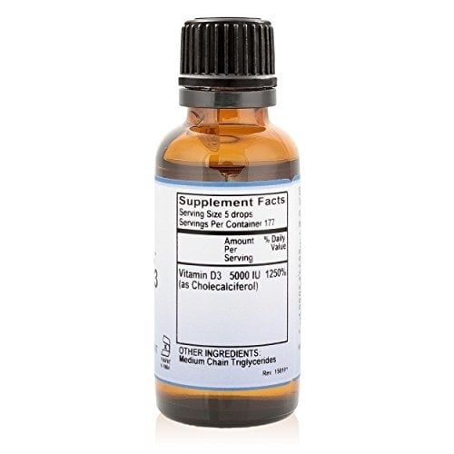 Liquid Vitamin D Drops - Unflavored Kosher D3 Liquid Drops in MCT Oil - 5000IU per serving - 1oz Bottle Image 4