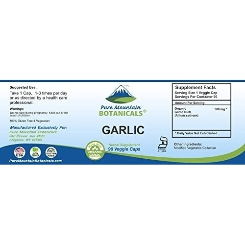 Garlic Pills - 90 Kosher Vegan Capsules with 500mg Organic Garlic Allium Sativum Supplement Image 4