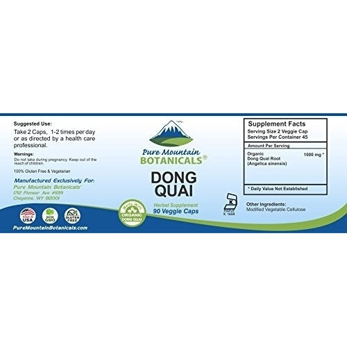 Dong Quai Capsules - 90 Kosher Vegan Caps with 500mg Organic Dong Quai Root Image 6