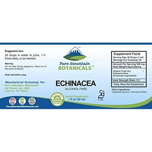 Liquid Echinacea Drops Kosher Echinacea Tincture Alcohol Free Extract - 500mg Organic Echinacea -1oz Bottle Image 7
