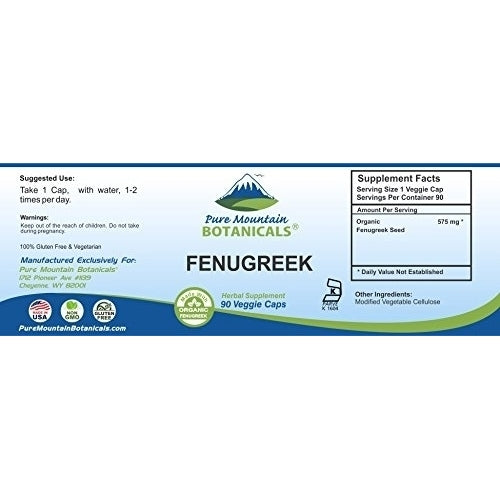 Fenugreek Capsules - 90 Kosher Vegan Caps - Now with 600mg Organic Fenugreek Seed Powder Image 6