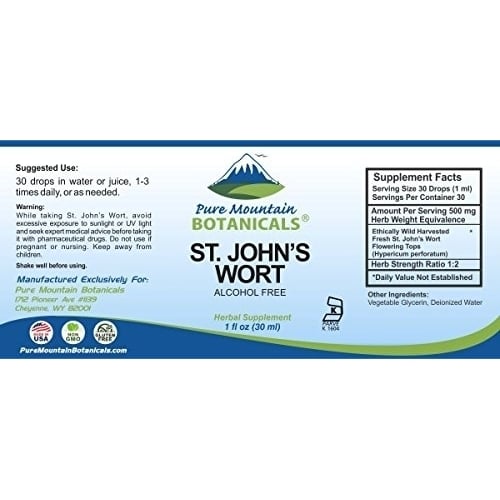 St Johns Wort Tincture Kosher Liquid St. Johns Wort Alcohol-Free Extract - 500mg - 1oz Bottle Image 8