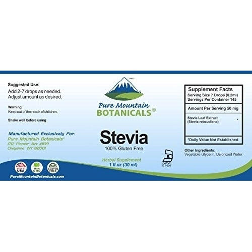 Liquid Stevia Drops Alcohol Free and Kosher Sugar Substitute - 1oz Glass Bottle Image 7