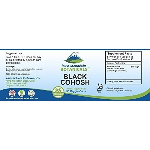 Black Cohosh Capsules - 90 Kosher Vegan Caps - Now with 500mg Wild Black Cohosh Root - Natures Support for Menopause Image 9