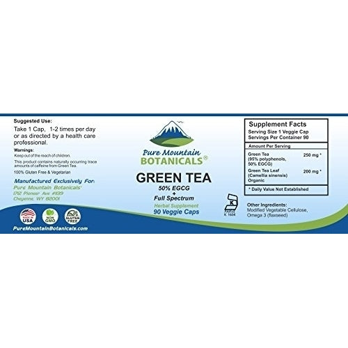 Green Tea Capsules - 90 Kosher Vegan Caps with 450mg Organic Full Spectrum and Pure Green Tea Extract Image 8