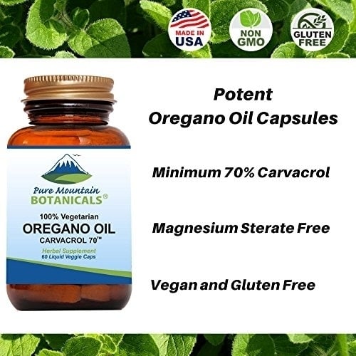 High Potency Wild Oregano Oil - 120 Vegetarian Capsules  510mg Mediterranean Oil of Oregano (70% Carvacrol) by Pure Image 8