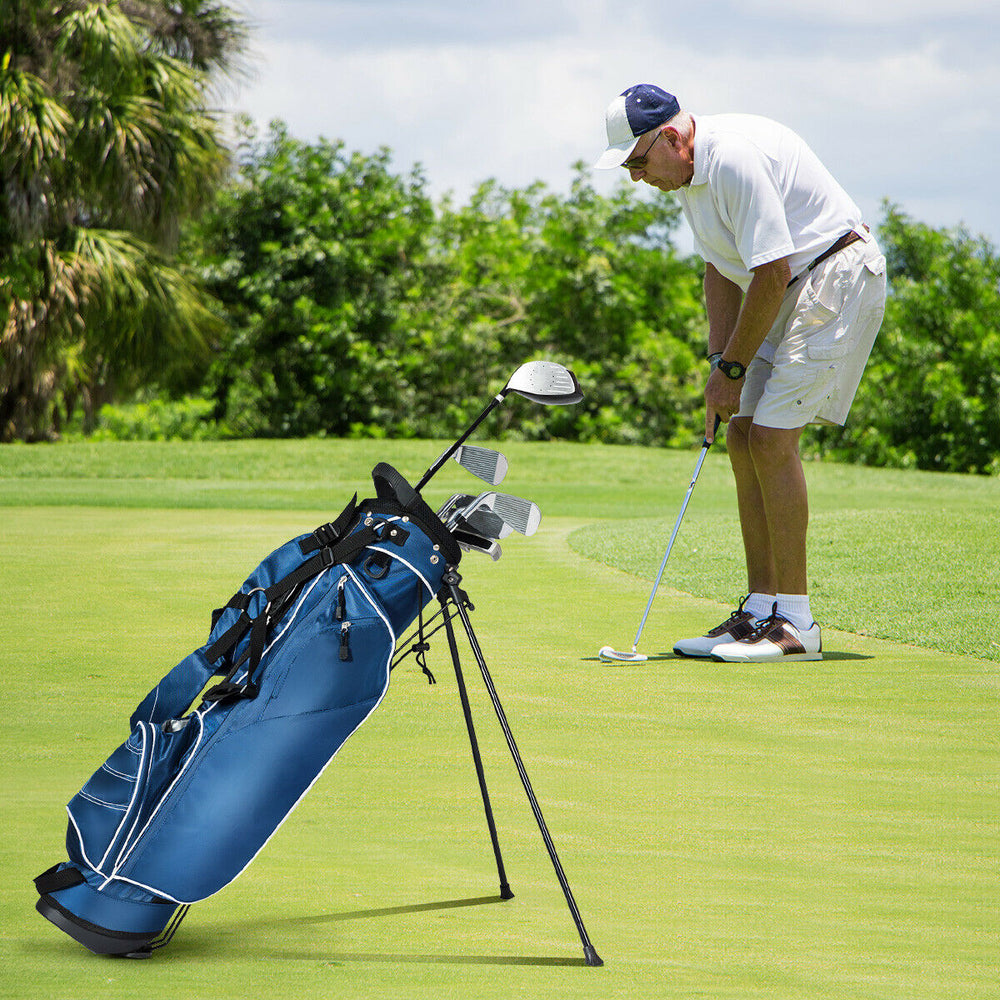 Blue Golf Stand Cart Bag Club with Carry Organizer Pockets Blue Image 2