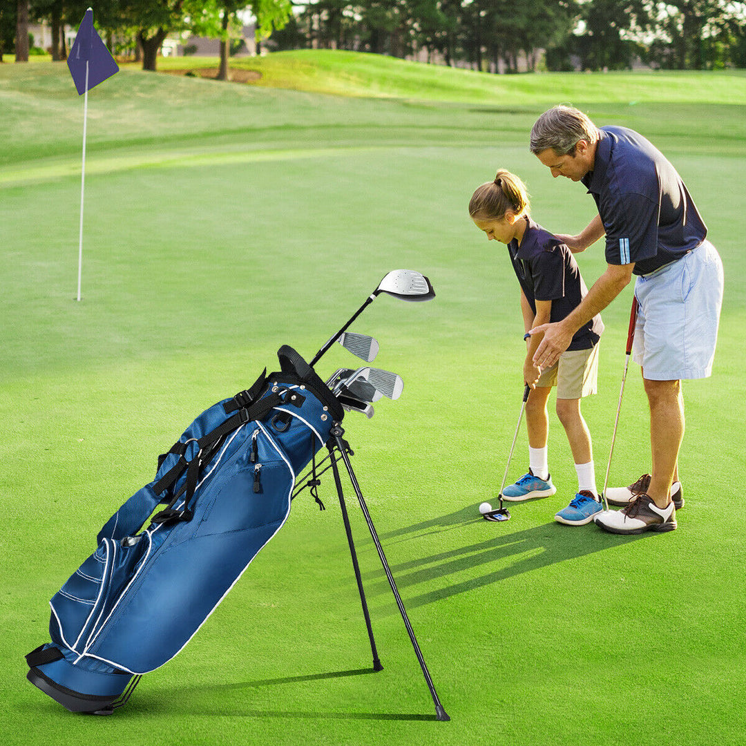 Blue Golf Stand Cart Bag Club with Carry Organizer Pockets Blue Image 3
