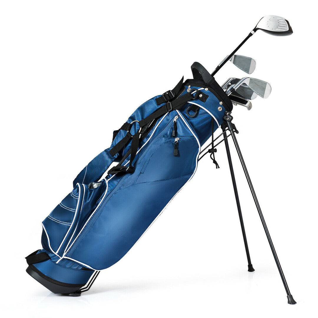 Blue Golf Stand Cart Bag Club with Carry Organizer Pockets Blue Image 10