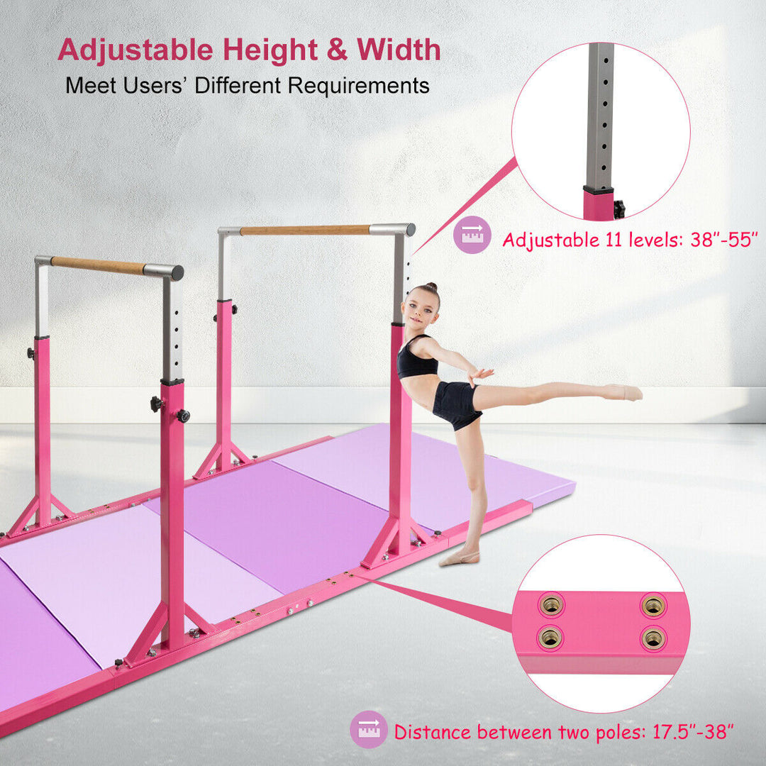 Kids Gymnastics Parallel Bars Double Horizontal Bars Adjustable Width Height Image 6