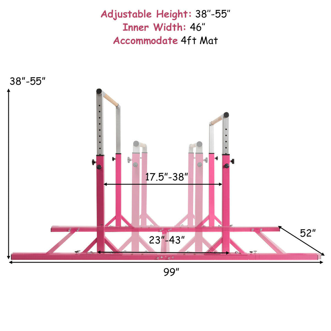 Kids Gymnastics Parallel Bars Double Horizontal Bars Adjustable Width Height Image 8
