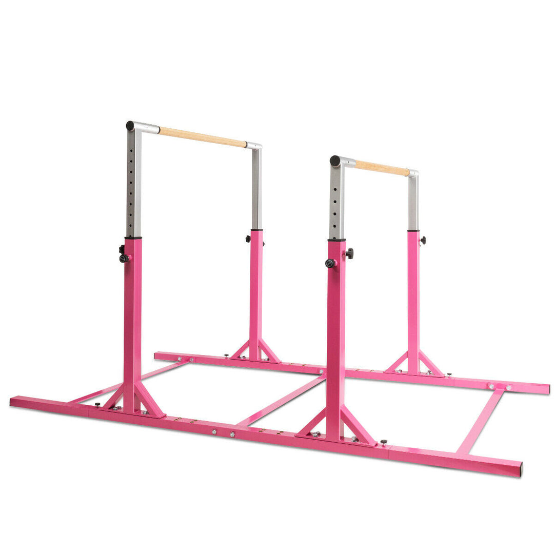 Kids Gymnastics Parallel Bars Double Horizontal Bars Adjustable Width Height Image 9