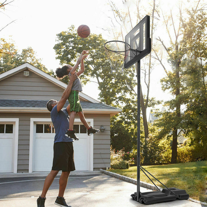 Height Adjustable Portable Basketball Hoop System Shatterproof Backboard Wheels Image 2
