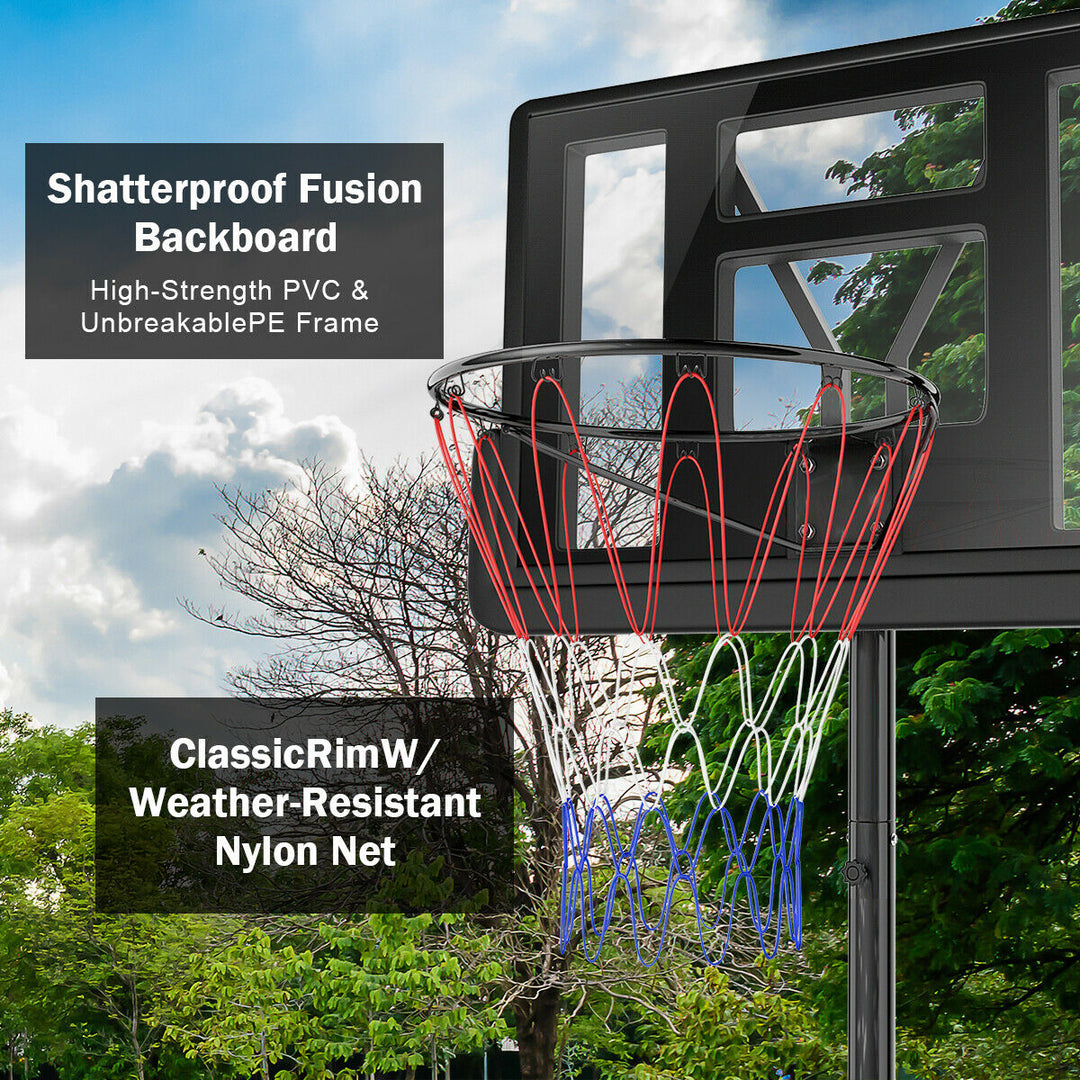 Height Adjustable Portable Basketball Hoop System Shatterproof Backboard Wheels Image 6