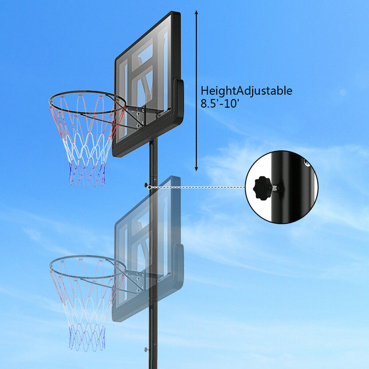 Height Adjustable Portable Basketball Hoop System Shatterproof Backboard Wheels Image 7