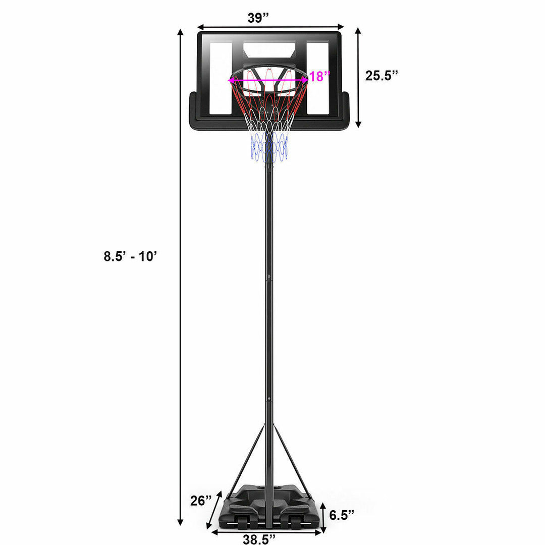 Height Adjustable Portable Basketball Hoop System Shatterproof Backboard Wheels Image 10