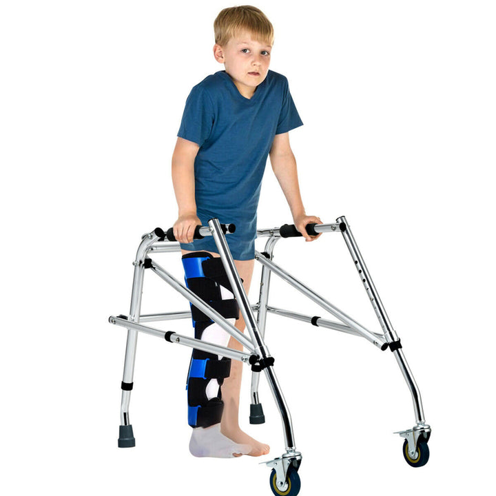 Folding Walker Adjustable Small Aluminum Walker w/Wheels for Seniors and Children Image 1