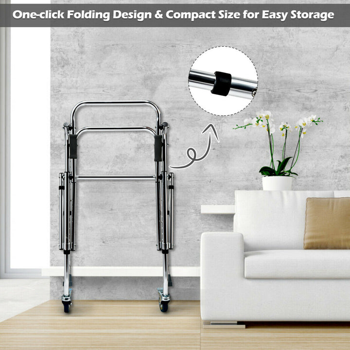 Folding Walker Adjustable Small Aluminum Walker w/Wheels for Seniors and Children Image 8