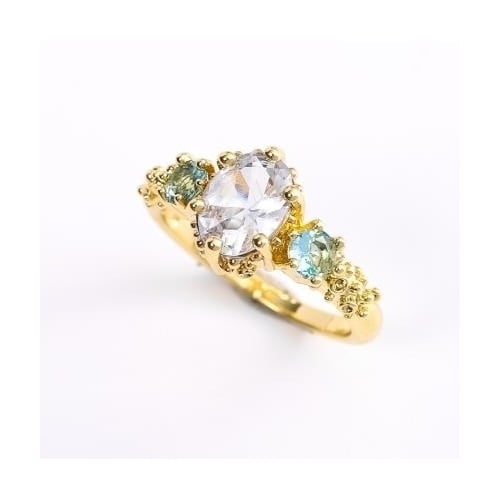 Light Popular style warm white Artificial zircon with sea blue Image 1