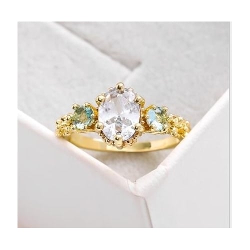 Light Popular style warm white Artificial zircon with sea blue Image 4