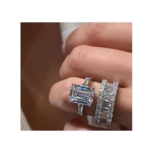 Luxury womens Artificial zircon pair ring Image 1