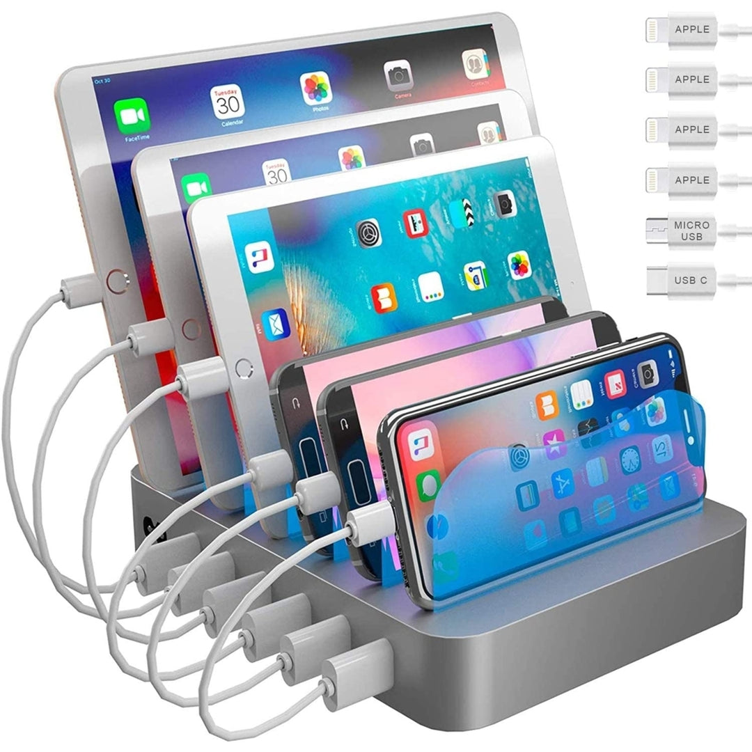 Hercules Tuff Charging Station for Multiple Devices - 6 Short Mixed Cables Included for Cell Phones Smart Phones Tablets Image 1