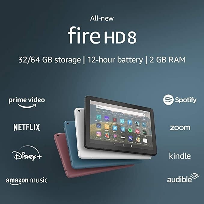 Fire HD 8 tablet 8" HD display 32 GB designed for portable entertainment Black Image 1