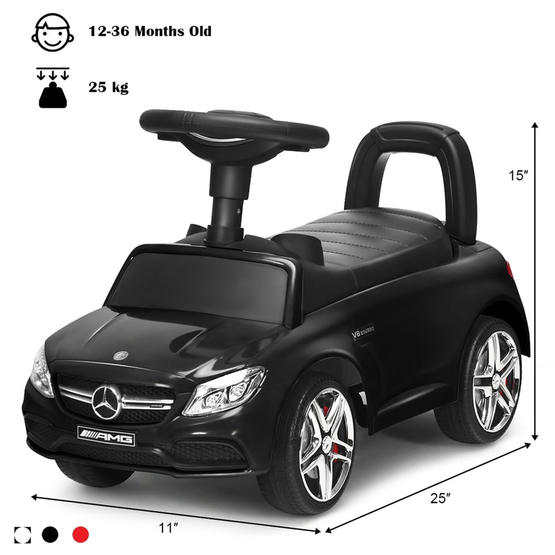 AMG Mercedes Benz Licensed Kids Ride On Push Car with Music Horn and Storage White\Black\Red Image 3