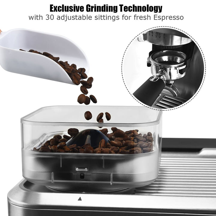 Espresso Cappucino Machine Coffee Maker Stainless Steel w/ Grinder and Steam Wand Image 7