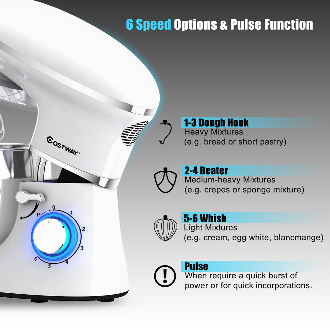 6.3 Quart Tilt-Head Food Stand Mixer 6 Speed 660W White Image 7