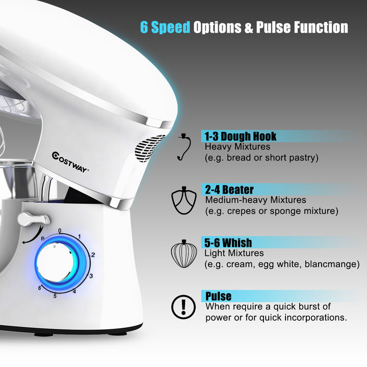 6.3 Quart Tilt-Head Food Stand Mixer 6 Speed 660W White Image 7