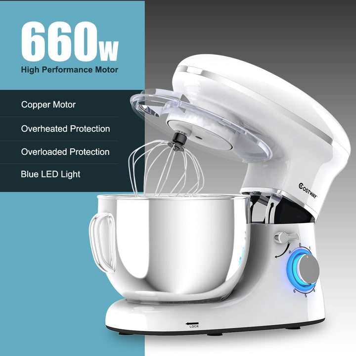 6.3 Quart Tilt-Head Food Stand Mixer 6 Speed 660W White Image 9